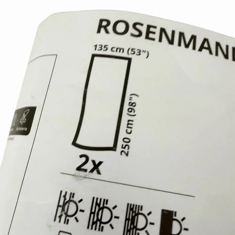 ROSENMANDEL Black-out Curtains 1 Pair Lt Gray With Heading Tape Lining 53”x98”